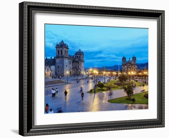 Main Square at twilight, Old Town, UNESCO World Heritage Site, Cusco, Peru, South America-Karol Kozlowski-Framed Photographic Print