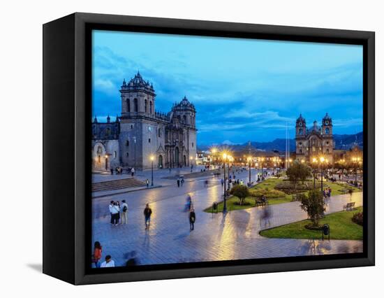 Main Square at twilight, Old Town, UNESCO World Heritage Site, Cusco, Peru, South America-Karol Kozlowski-Framed Premier Image Canvas