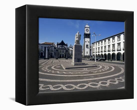 Main Square with Cabral Statue, Ponta Delgada, Sao Miguel Island, Azores, Portugal, Atlantic-Ken Gillham-Framed Premier Image Canvas