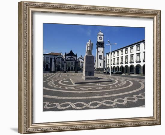 Main Square with Cabral Statue, Ponta Delgada, Sao Miguel Island, Azores, Portugal, Atlantic-Ken Gillham-Framed Photographic Print