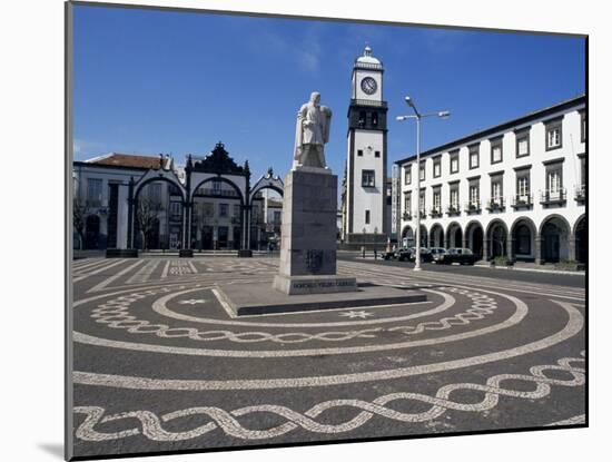 Main Square with Cabral Statue, Ponta Delgada, Sao Miguel Island, Azores, Portugal, Atlantic-Ken Gillham-Mounted Photographic Print