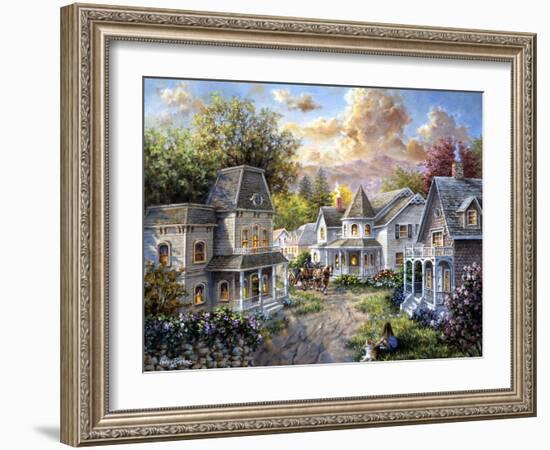 Main Street Along a Country Village-Nicky Boehme-Framed Giclee Print