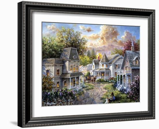 Main Street Along a Country Village-Nicky Boehme-Framed Giclee Print