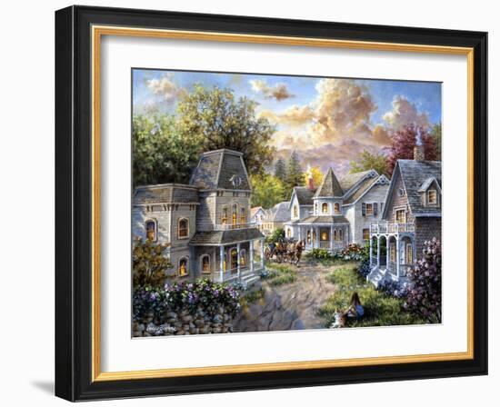 Main Street Along a Country Village-Nicky Boehme-Framed Giclee Print