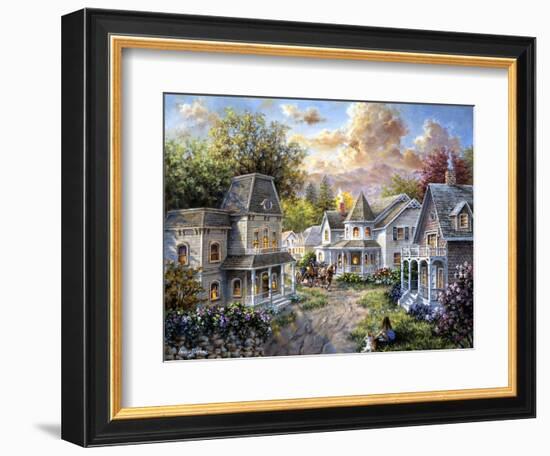 Main Street Along a Country Village-Nicky Boehme-Framed Giclee Print