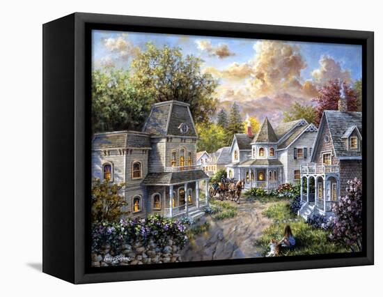 Main Street Along a Country Village-Nicky Boehme-Framed Premier Image Canvas