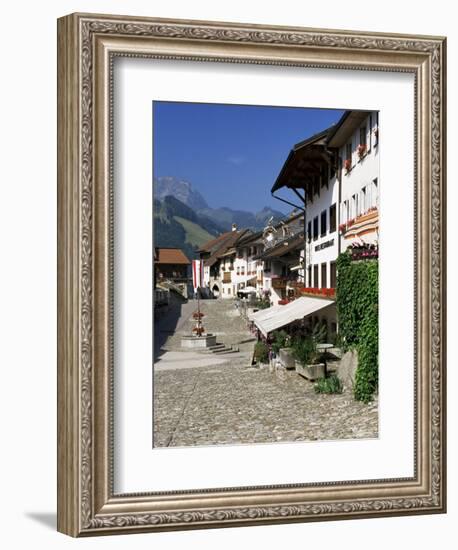 Main Street and 17th Century Houses, Gruyeres, Fribourg Canton, Switzerland-Gavin Hellier-Framed Photographic Print