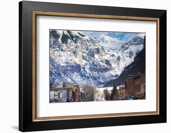 Main Street and Ajax Peak, Telluride, Colorado, USA-Walter Bibikow-Framed Photographic Print