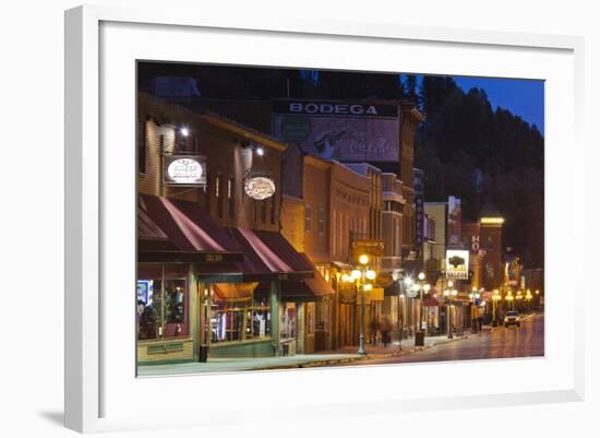 Main Street at Dusk, Deadwood, South Dakota, USA-Walter Bibikow-Framed Photographic Print