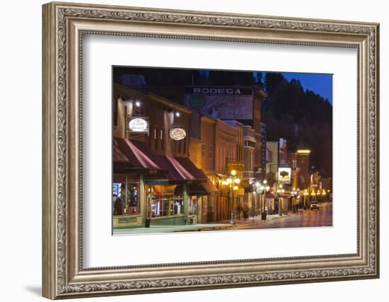 Main Street at Dusk, Deadwood, South Dakota, USA-Walter Bibikow-Framed Photographic Print