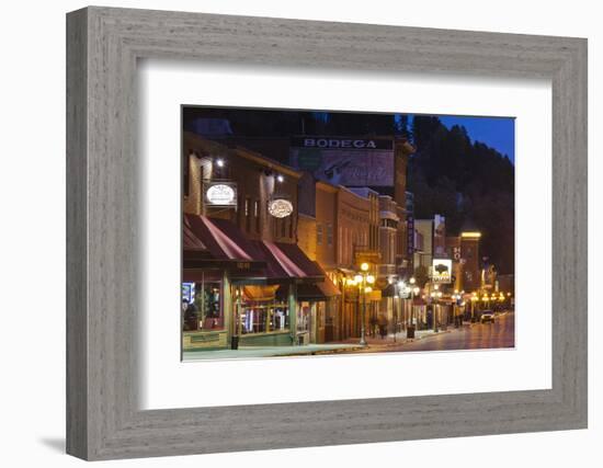 Main Street at Dusk, Deadwood, South Dakota, USA-Walter Bibikow-Framed Photographic Print