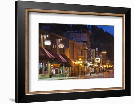 Main Street at Dusk, Deadwood, South Dakota, USA-Walter Bibikow-Framed Photographic Print