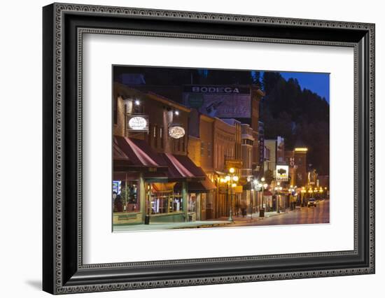 Main Street at Dusk, Deadwood, South Dakota, USA-Walter Bibikow-Framed Photographic Print