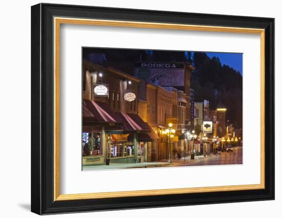 Main Street at Dusk, Deadwood, South Dakota, USA-Walter Bibikow-Framed Photographic Print