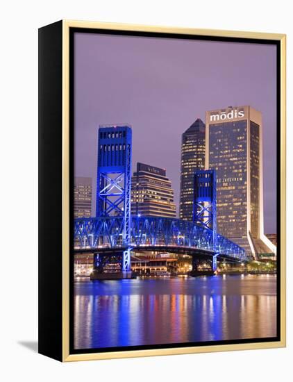 Main Street Bridge and Skyline, Jacksonville, Florida, United States of America, North America-Richard Cummins-Framed Premier Image Canvas