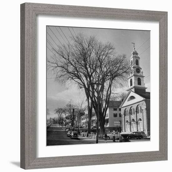 Main Street in Small New England Town, Showing Church, Stores, Etc-Yale Joel-Framed Photographic Print