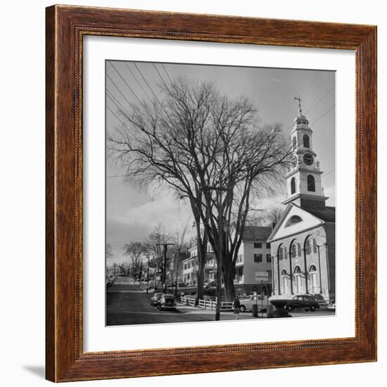 Main Street in Small New England Town, Showing Church, Stores, Etc-Yale Joel-Framed Photographic Print