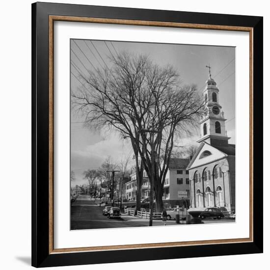 Main Street in Small New England Town, Showing Church, Stores, Etc-Yale Joel-Framed Photographic Print