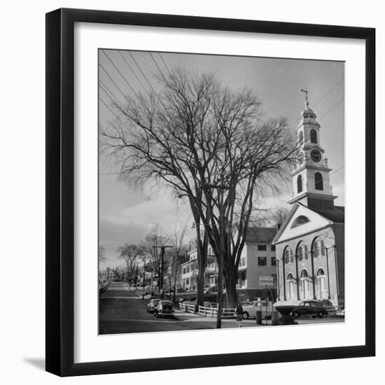 Main Street in Small New England Town, Showing Church, Stores, Etc-Yale Joel-Framed Photographic Print