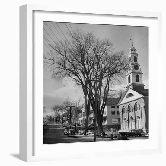 Main Street in Small New England Town, Showing Church, Stores, Etc-Yale Joel-Framed Photographic Print