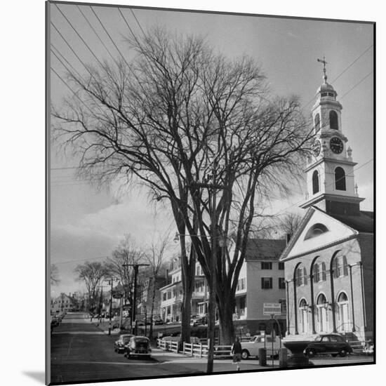 Main Street in Small New England Town, Showing Church, Stores, Etc-Yale Joel-Mounted Photographic Print