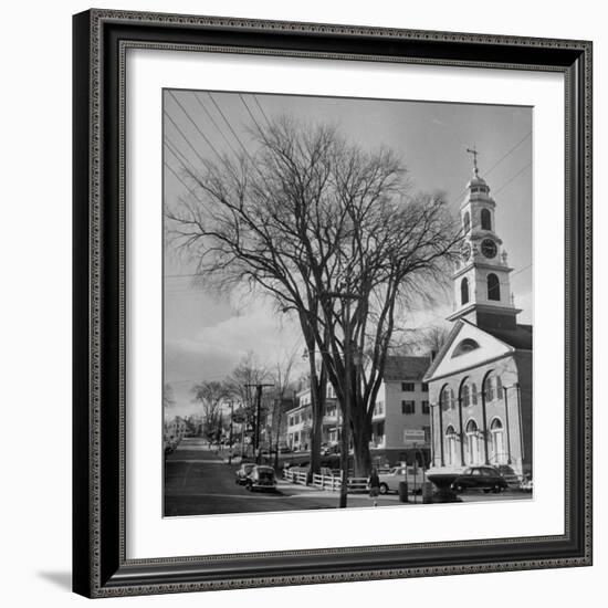 Main Street in Small New England Town, Showing Church, Stores, Etc-Yale Joel-Framed Photographic Print