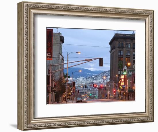 Main Street in Uptown Butte, Montana, USA at Dusk-Chuck Haney-Framed Photographic Print