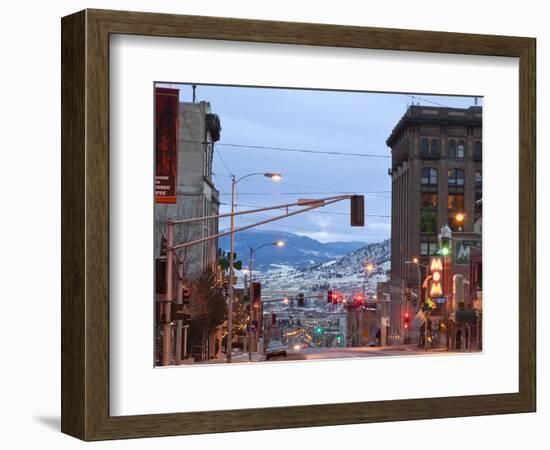 Main Street in Uptown Butte, Montana, USA at Dusk-Chuck Haney-Framed Photographic Print