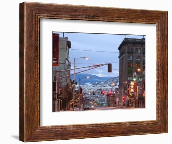 Main Street in Uptown Butte, Montana, USA at Dusk-Chuck Haney-Framed Photographic Print