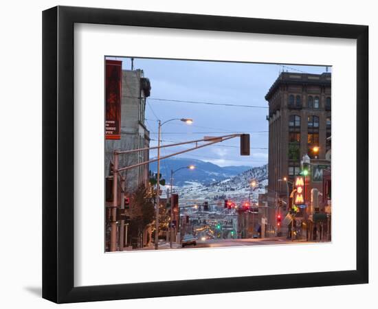 Main Street in Uptown Butte, Montana, USA at Dusk-Chuck Haney-Framed Photographic Print