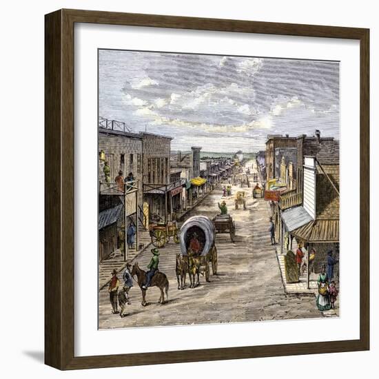 Main Street in Wichita, Kansas, 1870s-null-Framed Giclee Print