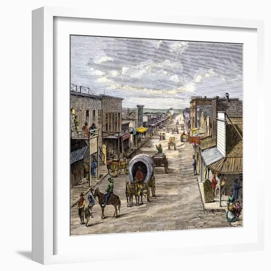 Main Street in Wichita, Kansas, 1870s-null-Framed Giclee Print