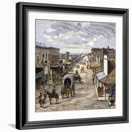 Main Street in Wichita, Kansas, 1870s-null-Framed Giclee Print