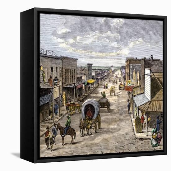 Main Street in Wichita, Kansas, 1870s-null-Framed Premier Image Canvas