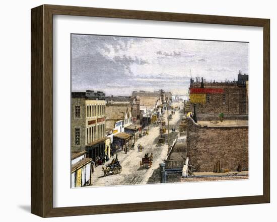 Main Street of Virginia City, a Mining Boomtown in Nevada, 1870s-null-Framed Giclee Print