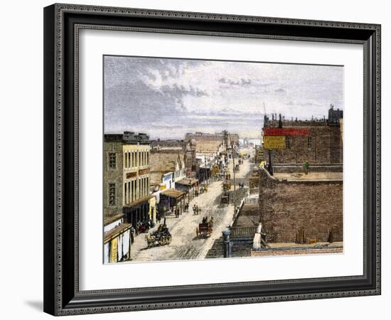 Main Street of Virginia City, a Mining Boomtown in Nevada, 1870s-null-Framed Giclee Print