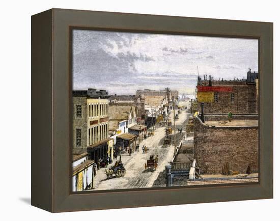 Main Street of Virginia City, a Mining Boomtown in Nevada, 1870s-null-Framed Premier Image Canvas