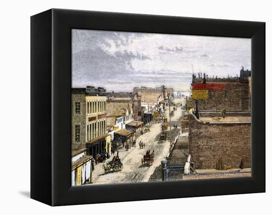 Main Street of Virginia City, a Mining Boomtown in Nevada, 1870s-null-Framed Premier Image Canvas