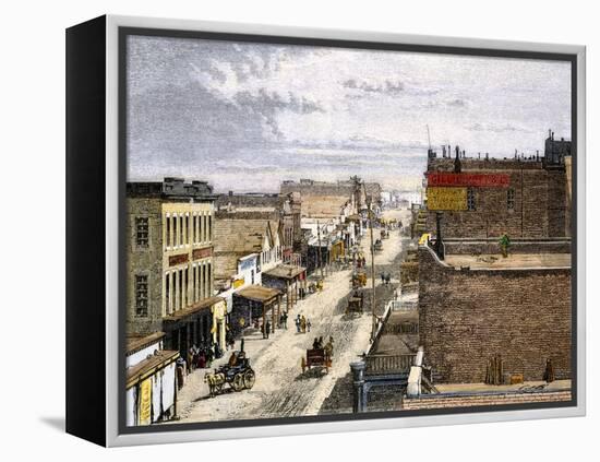Main Street of Virginia City, a Mining Boomtown in Nevada, 1870s-null-Framed Premier Image Canvas