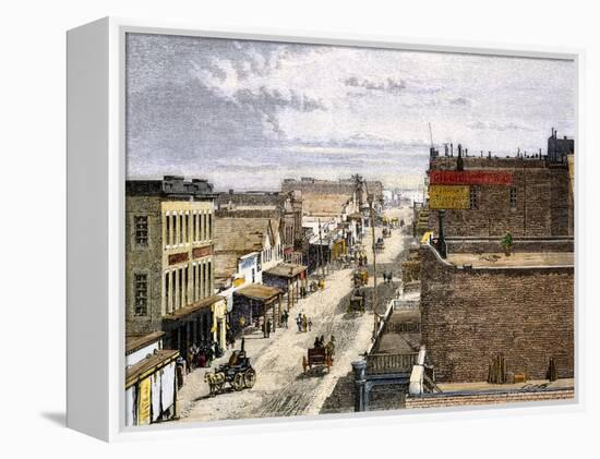 Main Street of Virginia City, a Mining Boomtown in Nevada, 1870s-null-Framed Premier Image Canvas