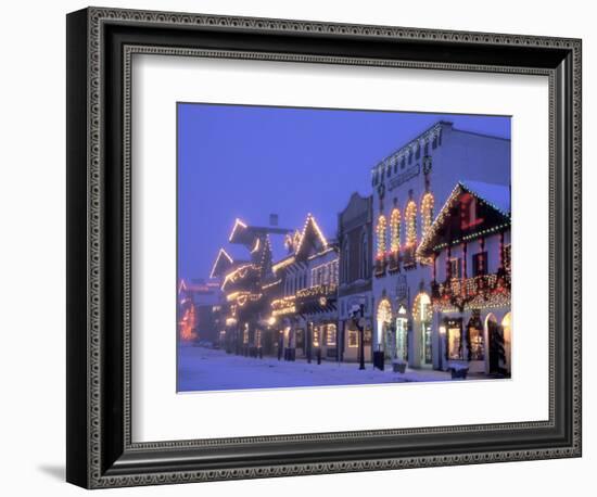 Main Street with Christmas Lights at Night, Leavenworth, Washington, USA-Jamie & Judy Wild-Framed Photographic Print