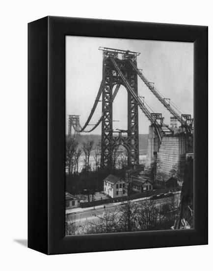 Main Towers and Cables of the George Washington Bridge under Construction-null-Framed Premier Image Canvas