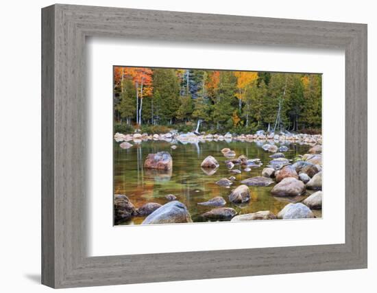 Maine, Acadia National Park, Fall Reflections at Jordon Pond-Joanne Wells-Framed Photographic Print