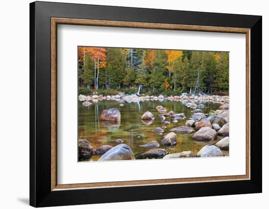 Maine, Acadia National Park, Fall Reflections at Jordon Pond-Joanne Wells-Framed Photographic Print