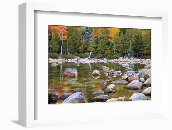 Maine, Acadia National Park, Fall Reflections at Jordon Pond-Joanne Wells-Framed Photographic Print