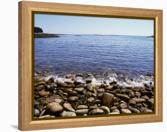 Maine, Acadia National Park, Wonderland Trail, Sea Waves Hitting Rocky Beach-null-Framed Premier Image Canvas