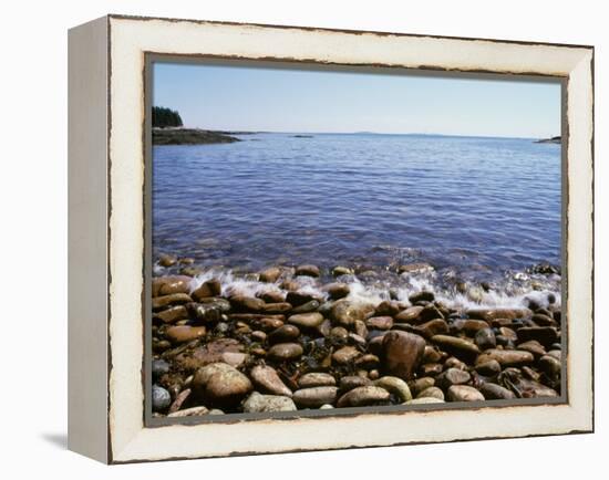 Maine, Acadia National Park, Wonderland Trail, Sea Waves Hitting Rocky Beach-null-Framed Premier Image Canvas