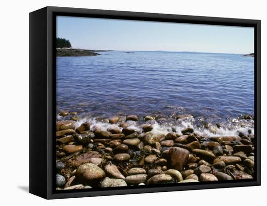 Maine, Acadia National Park, Wonderland Trail, Sea Waves Hitting Rocky Beach-null-Framed Premier Image Canvas