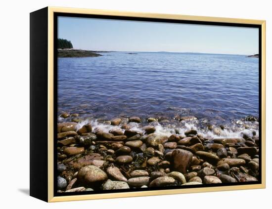 Maine, Acadia National Park, Wonderland Trail, Sea Waves Hitting Rocky Beach-null-Framed Premier Image Canvas
