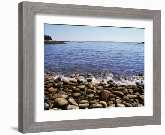 Maine, Acadia National Park, Wonderland Trail, Sea Waves Hitting Rocky Beach-null-Framed Photographic Print